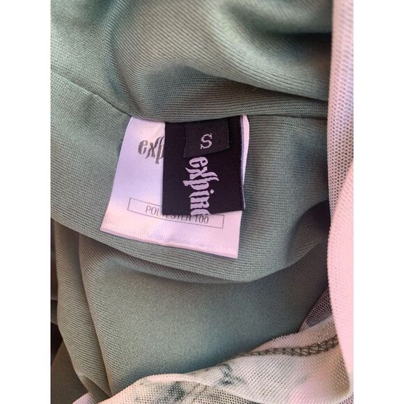 Expired Girl Y2K Mesh Horse Print Green Midi Skirt Small S - Picture 3 of 10